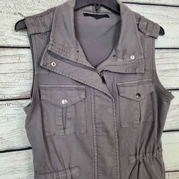 Tinsel Utility Vest Women’s Size S Gray Cargo Pocket Sleeveless Zip Front - Picture 2 of 6